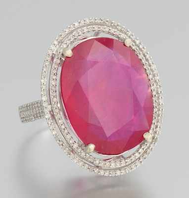 Appraisal: A Ladies' Large Ruby and Diamond Ring k white gold