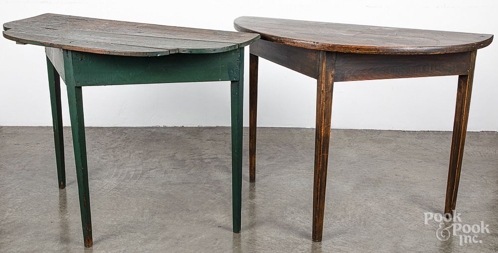 Appraisal: Two pine pier tables th c Two pine pier tables