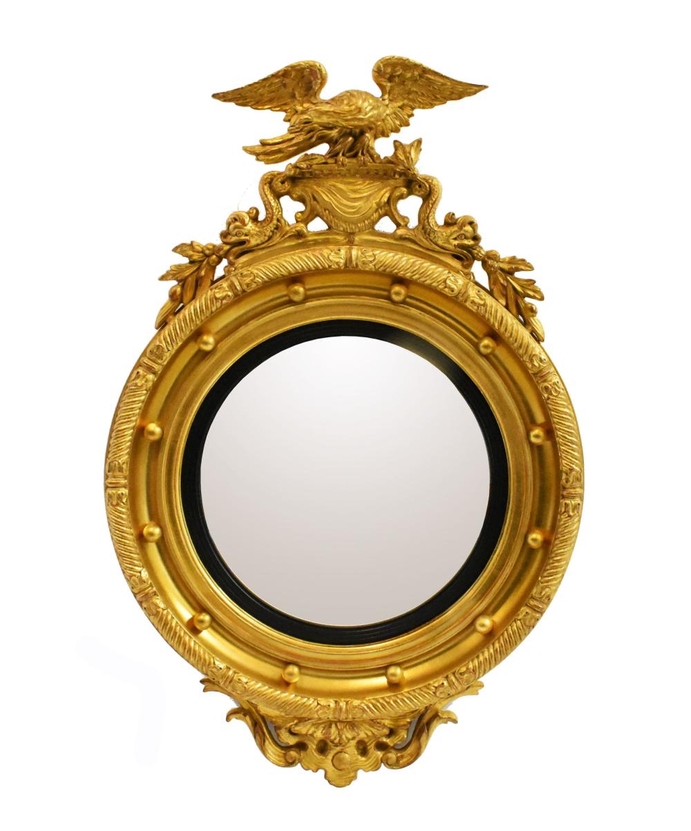 Appraisal: REGENCY STYLE COMPOSITION CONVEX MIRRORModern Scully Scully The convex mirror