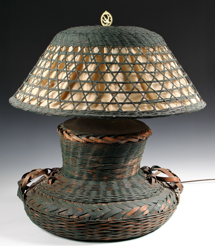 Appraisal: LARGE WICKER TABLE LAMP - Arts Crafts Period Wicker Rattan