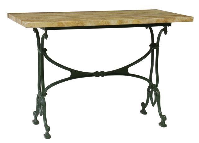 Appraisal: French stone-top cast iron bistro table th c rectangular striated