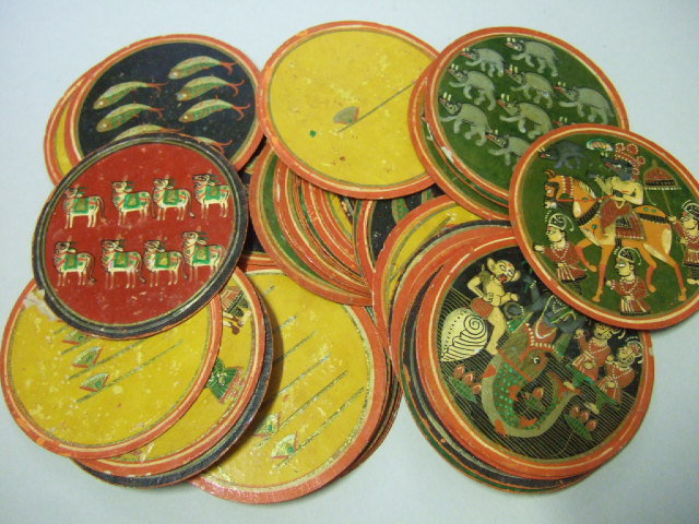 Appraisal: A set of th century Indian 'Ganjifa' lacquered card counters