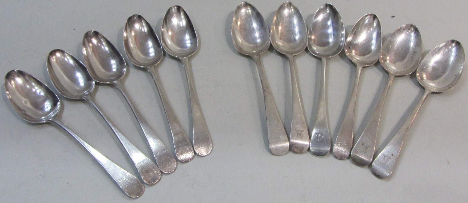 Appraisal: A set of six silver bottom marked Old English pattern