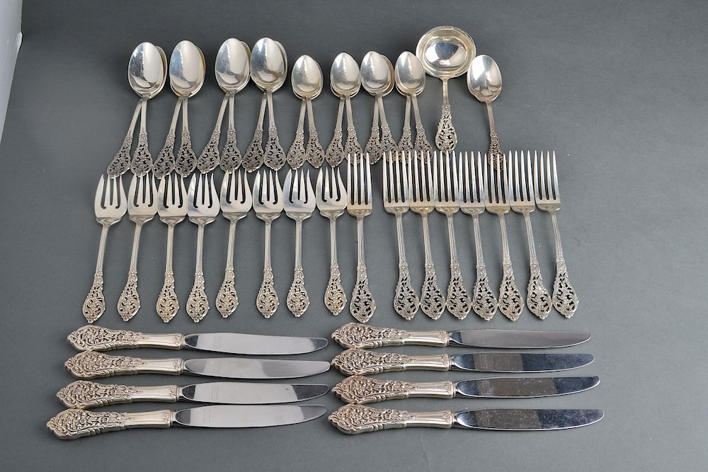 Appraisal: Reed Barton Silver Florentine Lace Flatware Service for eight Reed