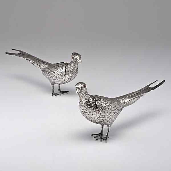 Appraisal: Sterling Pheasants American a pair of two-piece hollowware sterling silver