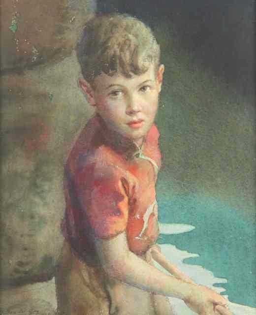 Appraisal: Arthur W Gay YOUNG BOY SIGNED and dated watercolour cm