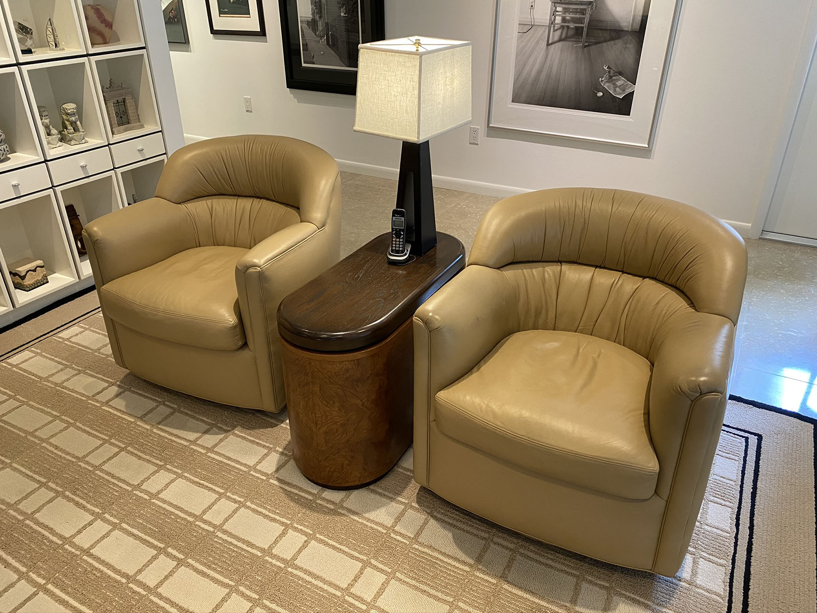 Appraisal: PR HANCOCK AND MOORE GORDON SWIVEL ROCKERS Style G Upholstered