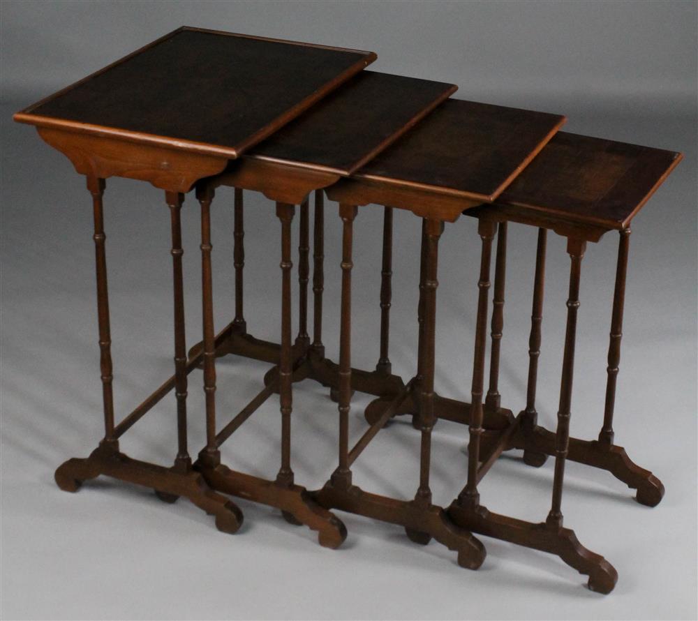 Appraisal: SET OF FOUR REGENCY STYLE MAHOGANY AND WALNUT GRADUATED NESTING