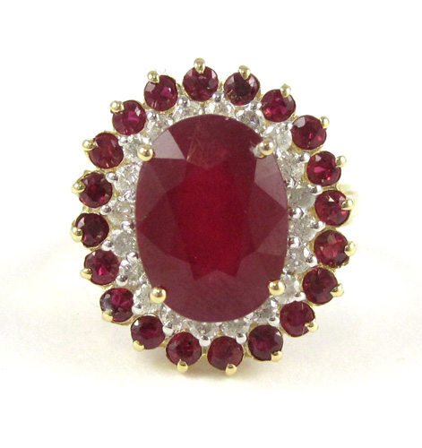 Appraisal: GOLD AND RUBY DIAMOND RING WITH FOURTEEN KARAT MOUNT with