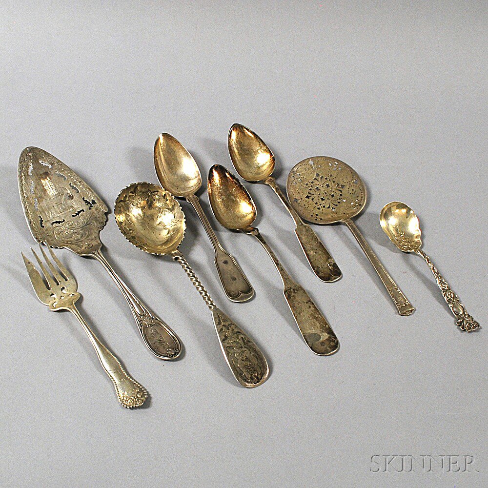 Appraisal: Eight Sterling and Coin Silver Flatware Serving Items including a