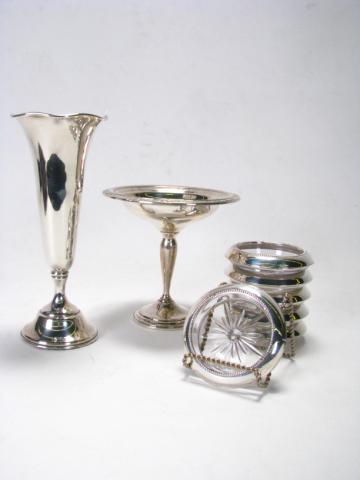 Appraisal: Sterling silver table items including weighted sterling silver vase weighted