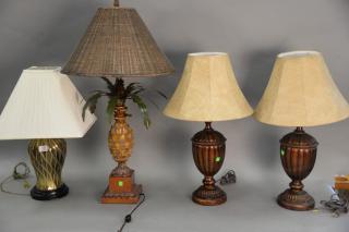 Appraisal: Four Contemporary table lamps including Pineapple style pair of urn