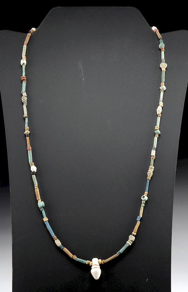 Appraisal: Egyptian Faience Bead Necklace w Amulet Ancient Egypt Third Intermediate