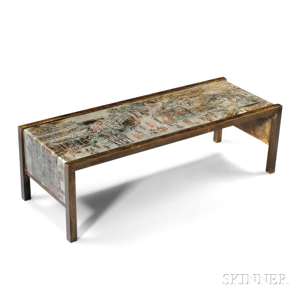 Appraisal: Philip - and Kelvin b LaVerne Chan Series Table Etched