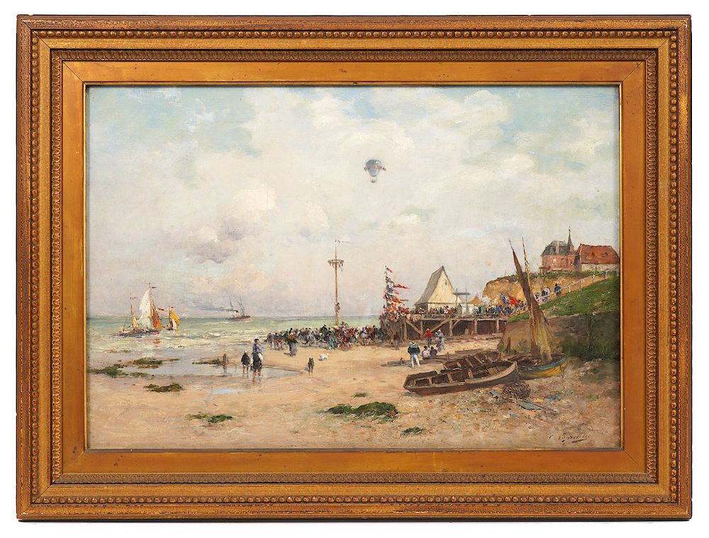 Appraisal: Charles Lapostolet 'French Coast' Oil Painting Charles Lapostolet French -