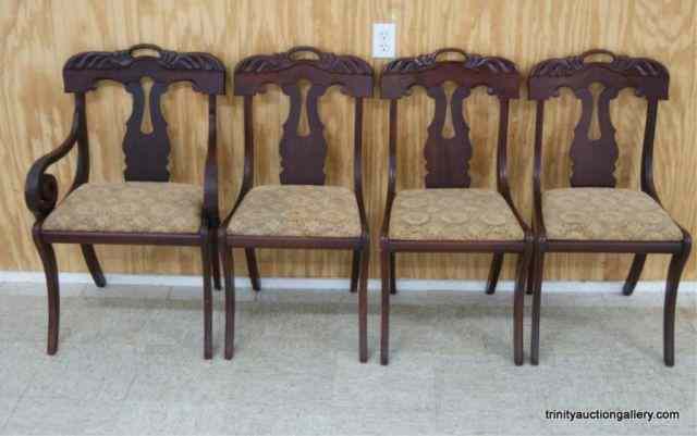 Appraisal: Antique Mahogany Dining Chair Set w Carved BacksProduced by ''The