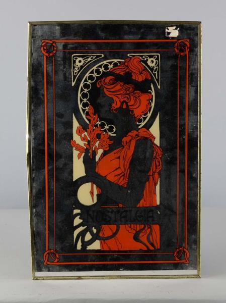 Appraisal: Nostagia Mirror Advertisement Mirror with Art Nouveau female Reads Nostalgia