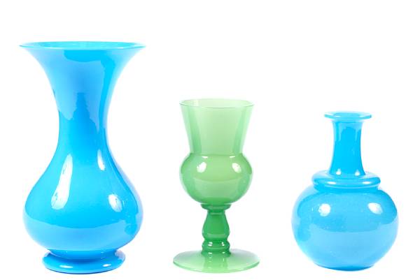 Appraisal: A group of opaque blue and green glassware comprising seven