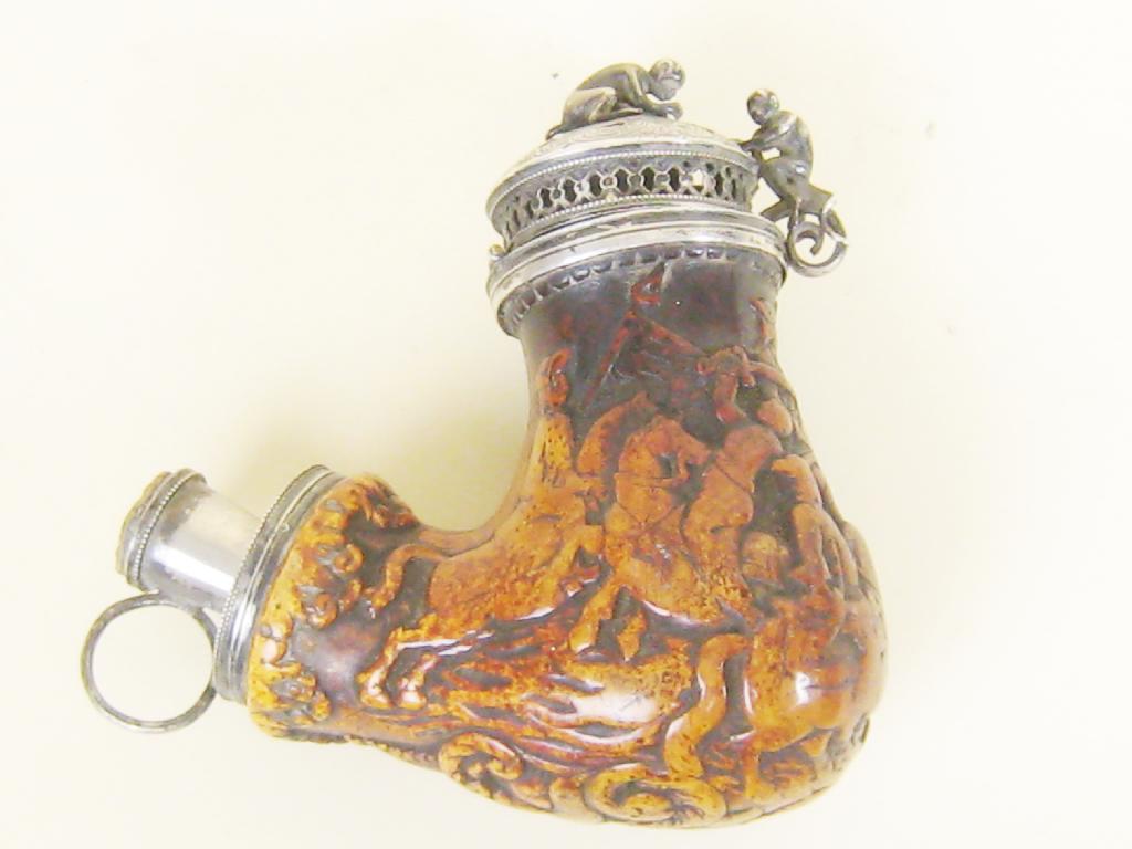 Appraisal: A Meerschaum Pipe carved scene of battle on horseback the