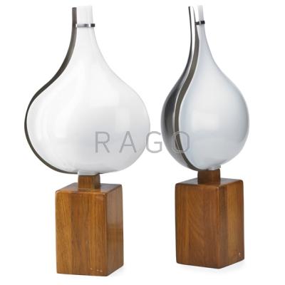 Appraisal: REMY LETANG Pair of table lamps France s Plastic nickeled