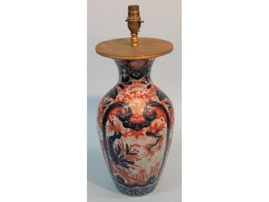 Appraisal: A Japanese Imari vase converted to a table lamp cm