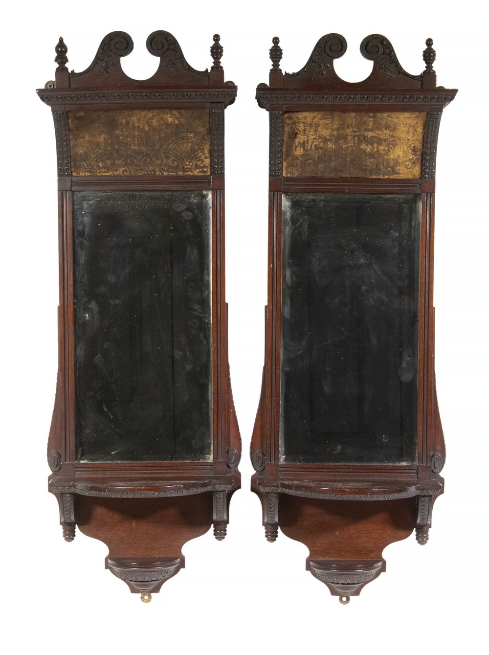 Appraisal: PR ENGLISH MAHOGANY MIRRORS Pair of th c English Beveled