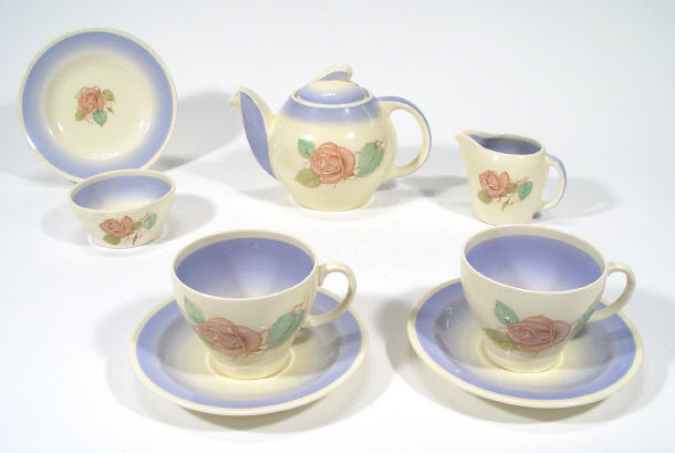 Appraisal: Susie Cooper kestrel shaped Art Deco tea-for-two set decorated with