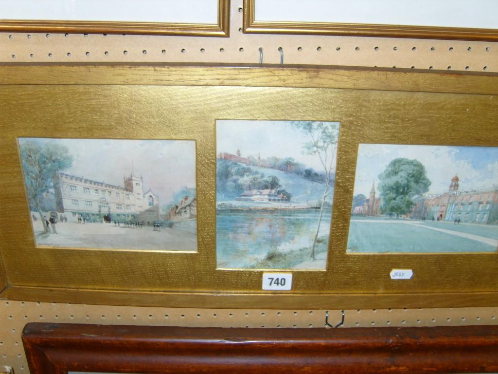 Appraisal: A set of three early th century watercolours showing views