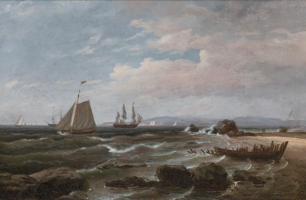 Appraisal: THOMAS BIRCH American - New York Harbor oil on canvas