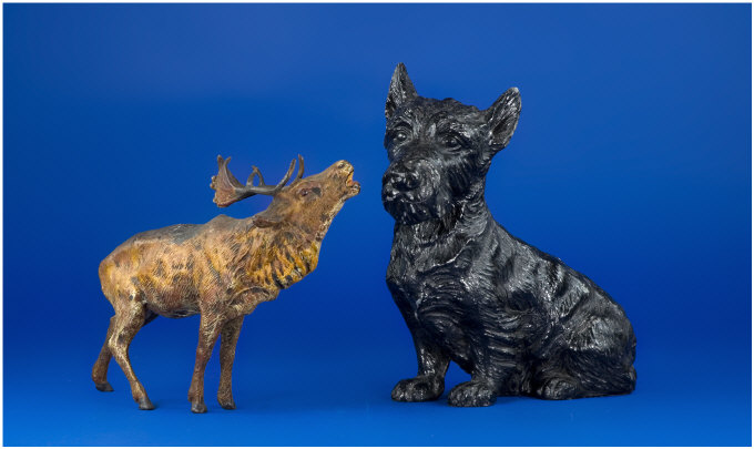 Appraisal: Cold Painted Spelter Animal Figures Realistically Modelled As A Black