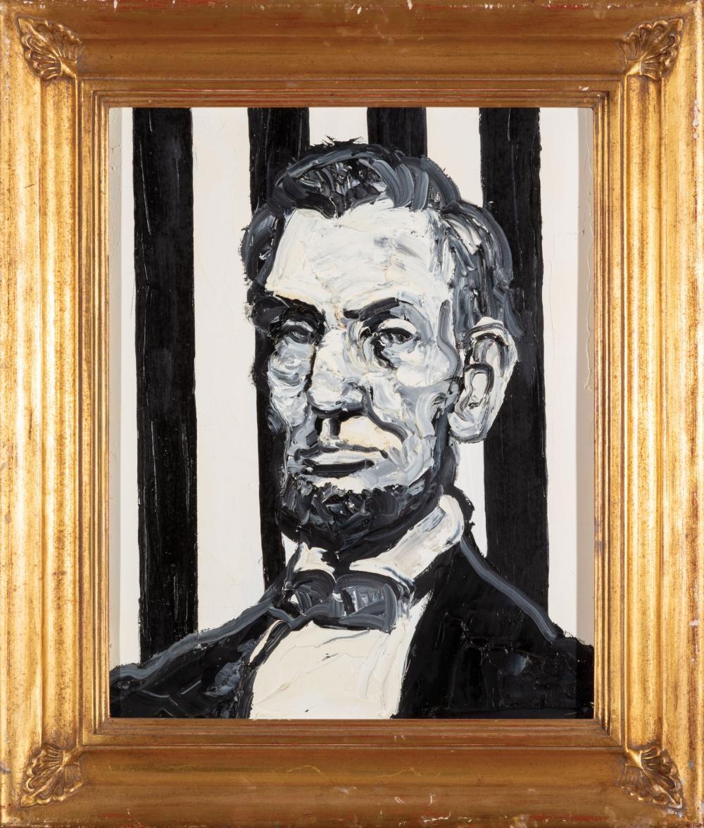 Appraisal: Hunt Slonem American Louisiana b Abraham Lincoln oil on wood