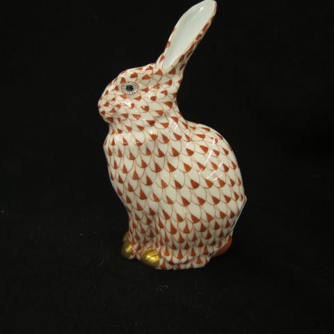 Appraisal: Herend Porcelain Fishnet Figurine of aRabbit rust excellent