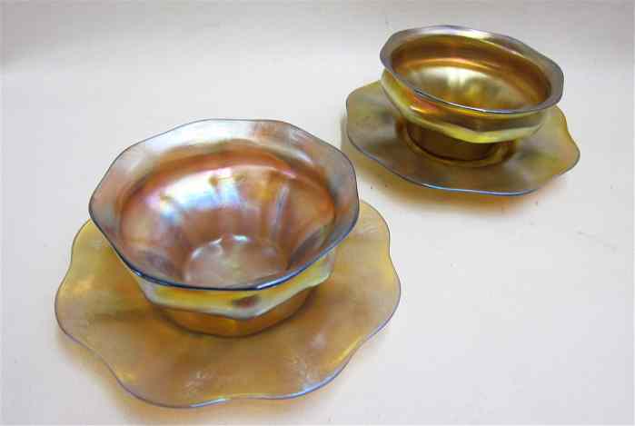 Appraisal: TWO SETS OF TIFFANY ART GLASS ICE CREAM BOWLS AND