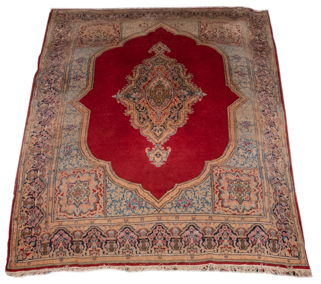 Appraisal: PERSIAN KERMAN FLORAL MEDALLION RUG ' X ' Persian Kerman