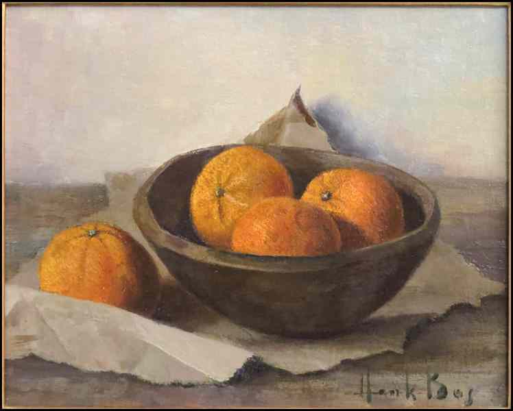 Appraisal: HENK BOS - STILL LIFE WITH ORANGES Oil on canvas