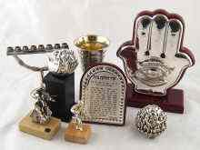 Appraisal: Judaica Four silver cased items together with two prayer stands