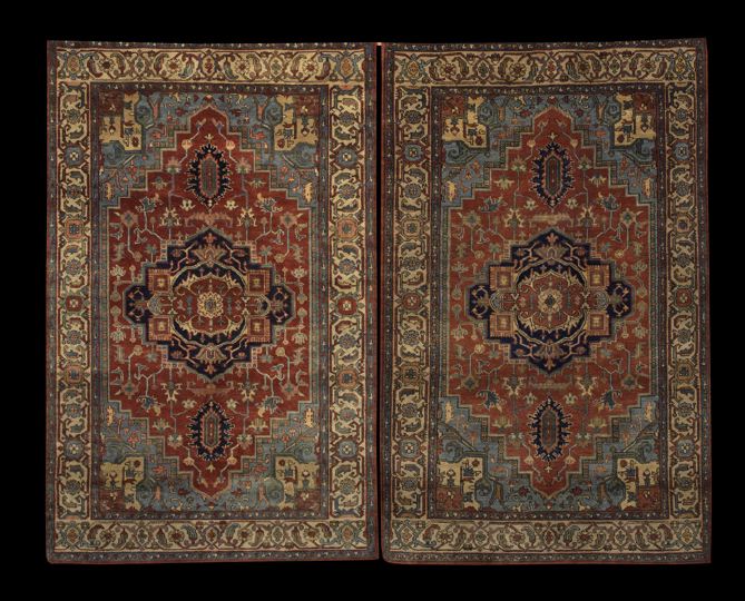 Appraisal: Pair of Agra Serapi Carpets ' x ' and '