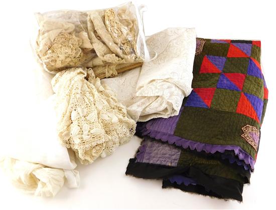 Appraisal: TEXTILES th th C textiles large assortment including Irish lace