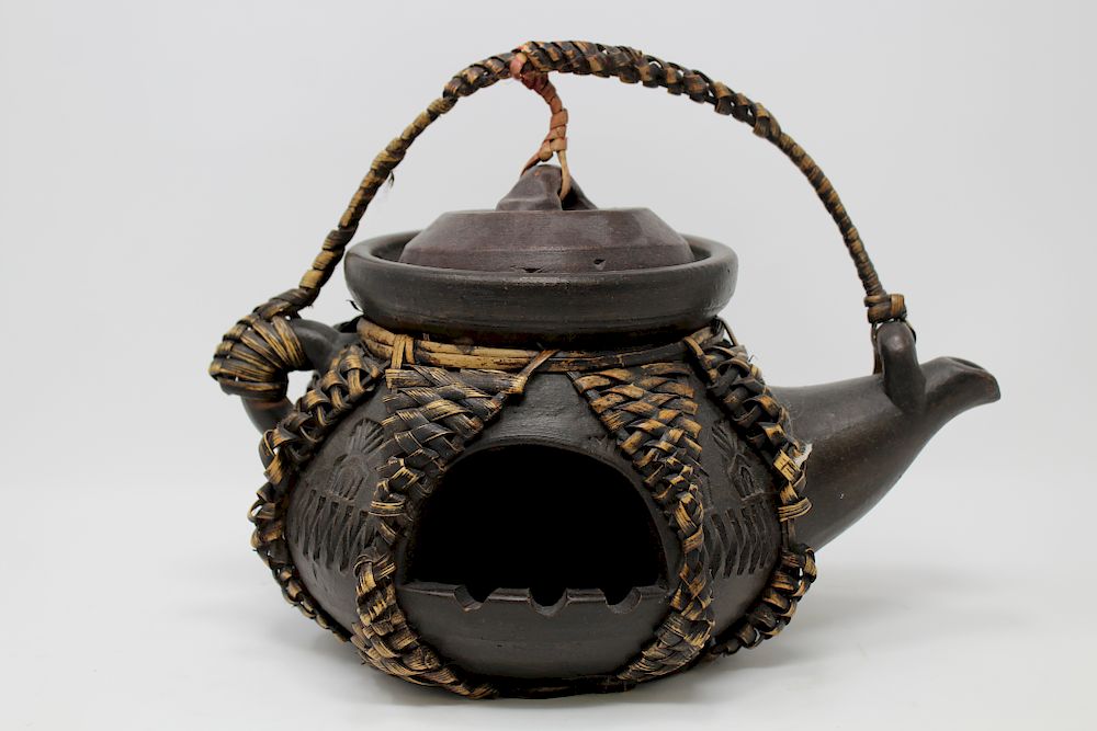 Appraisal: Inuit Carved Clay Lantern Teapot Inuit Carved Clay Lantern Teapot