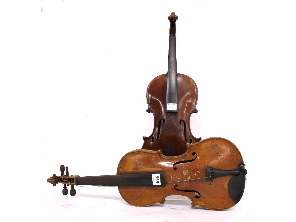 Appraisal: Early th century Dresden violin cm also another Dresden violin