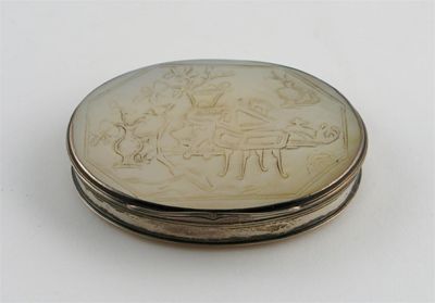 Appraisal: A Chinese silver mounted mother of pearl oval box the