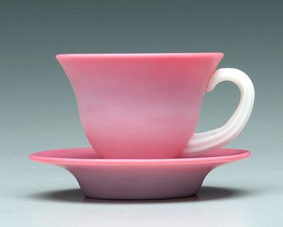 Appraisal: Peachblow cup and saucer satin finish - in footed cup