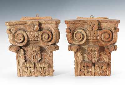 Appraisal: A Pair of Antique Column Capital Ornaments A pair of