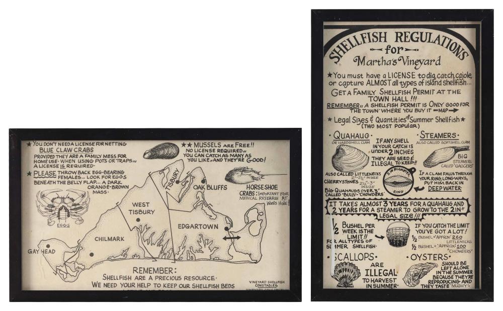 Appraisal: TWO NOTICES PERTAINING TO MARTHA'S VINEYARD SHELLFISH REGULATIONS th Century