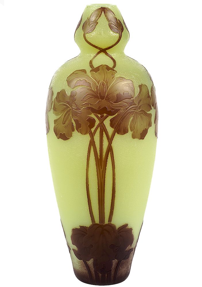 Appraisal: DeVez French Art Glass Signed Vase DeVez French overlay art