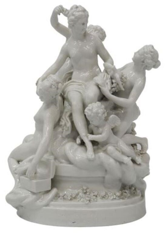 Appraisal: Sevres style porcelain figure group Toilette de Venus after the