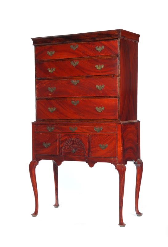 Appraisal: DECORATED HIGH CHEST OF DRAWERS Attributed to New Hampshire th