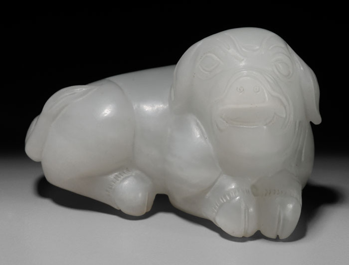 Appraisal: White Jade Pig Qing Dynasty translucent white jade with white