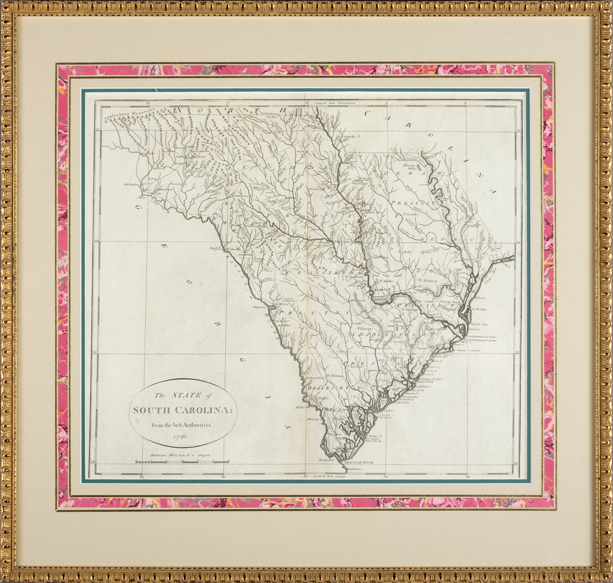 Appraisal: COLLECTION OF SIX FRAMED MAPS INCLUDING LOUISIANA SOUTH CAROLINA RHODE