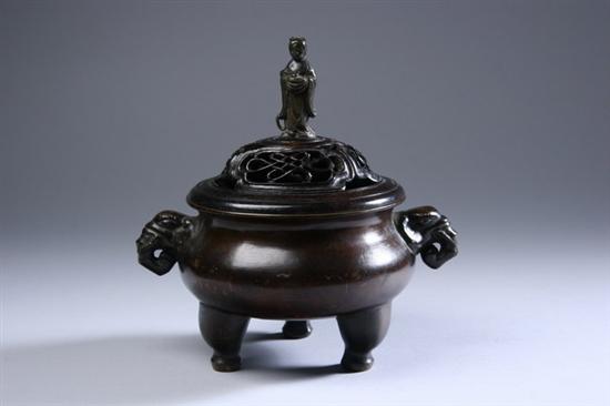 Appraisal: CHINESE BRONZE CENSER Four-character mark - in high PROVENANCE Private